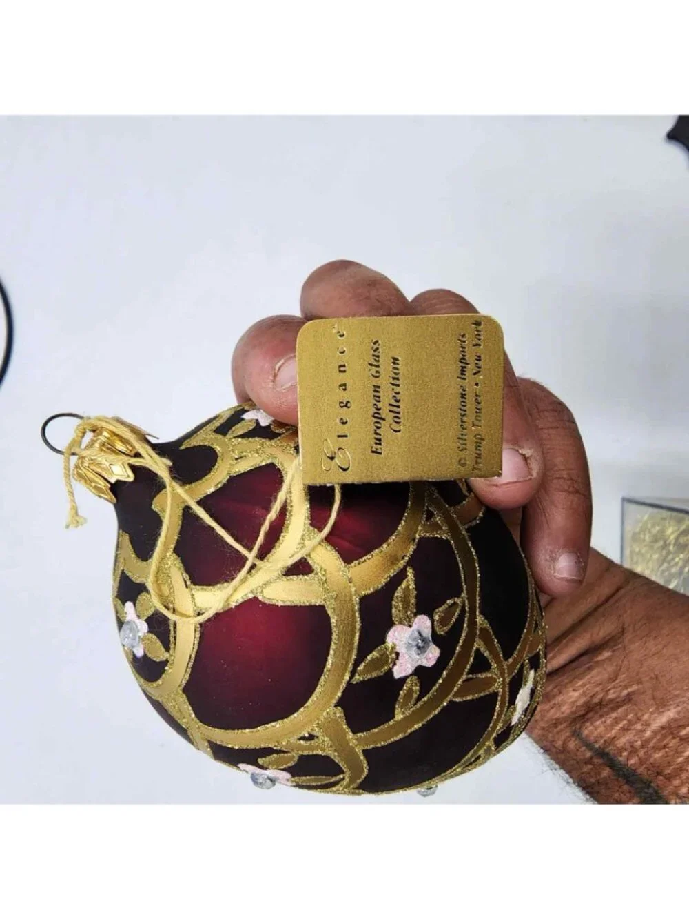 Elegance European Blown Glass Hand Painted Egg Ornament Trump Tower Ny W/ Box - Picture 4 of 4